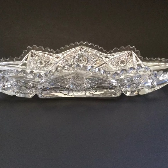 Vintage crystal brilliance cut glass celery dish with saw tooth edge - Picture 2 of 8
